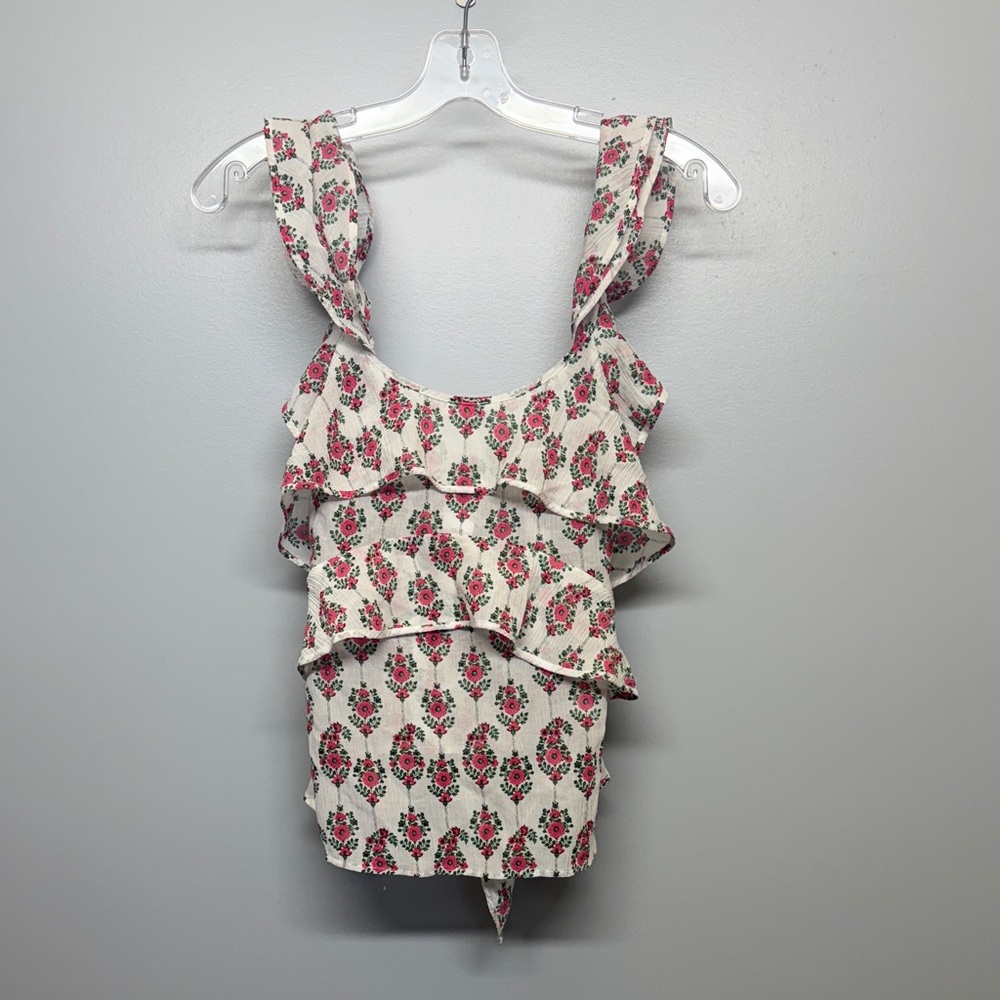 Club Monaco Floral Cropped Fluttery Lightweight Flowing Crop Top SIZE XS